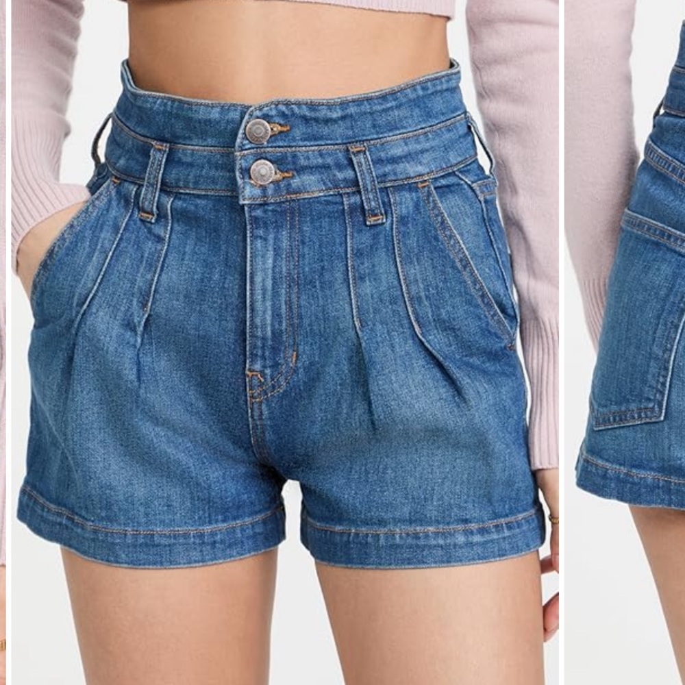 Veronica Beard Jaylen Pleated Denim Shorts, women's size 26
